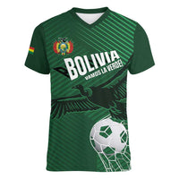 Custom Bolivia Football Women V-Neck T-Shirt Vamos La Verde - Wonder Print Shop