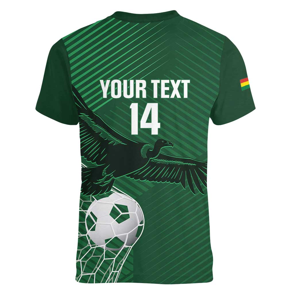 Custom Bolivia Football Women V-Neck T-Shirt Vamos La Verde - Wonder Print Shop