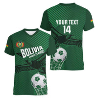 Custom Bolivia Football Women V-Neck T-Shirt Vamos La Verde - Wonder Print Shop