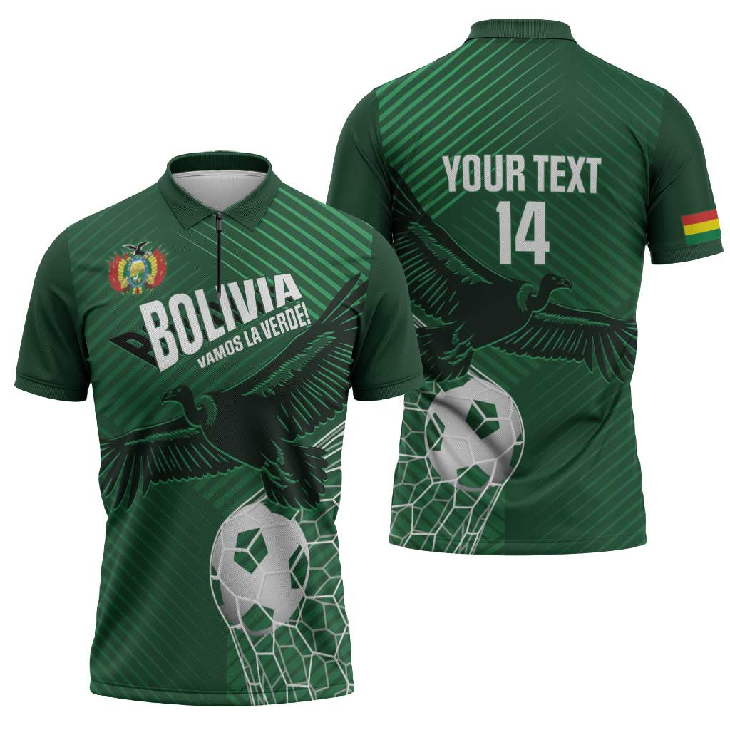 Custom Bolivia Football Zipper Polo Shirt Vamos La Verde - Wonder Print Shop