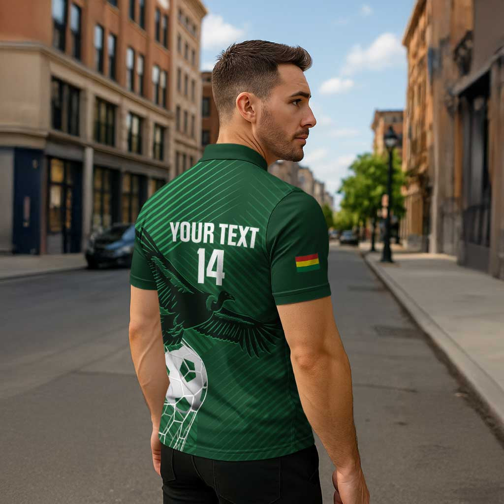 Custom Bolivia Football Zipper Polo Shirt Vamos La Verde - Wonder Print Shop