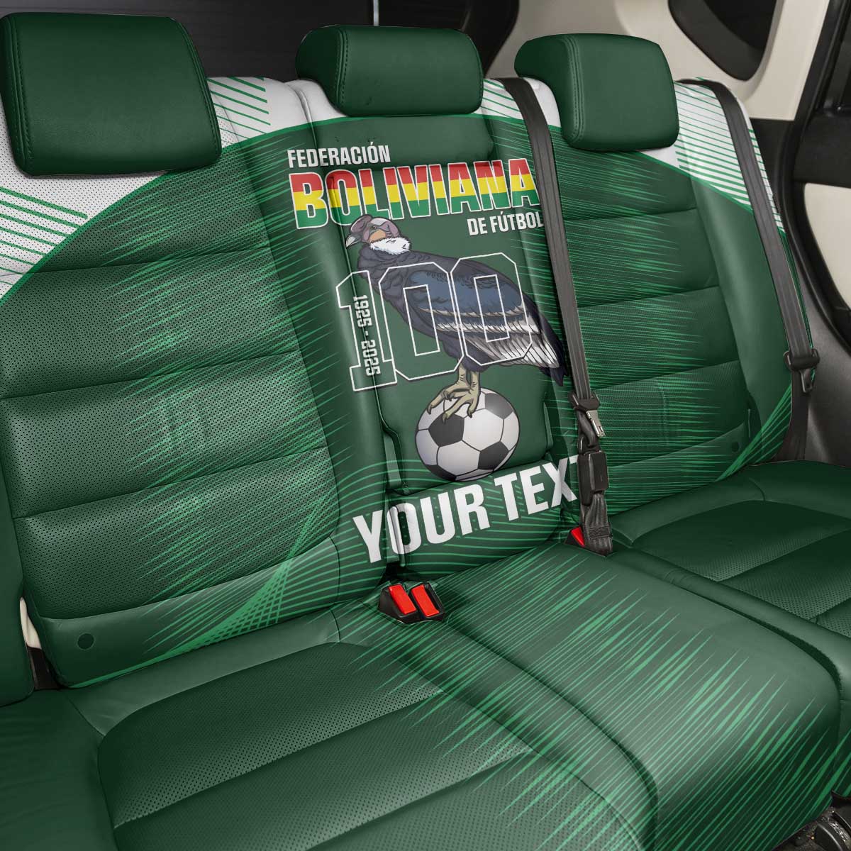 Custom Bolivia Football Back Car Seat Cover 100th Anniversary Andean Condor Proud - Wonder Print Shop