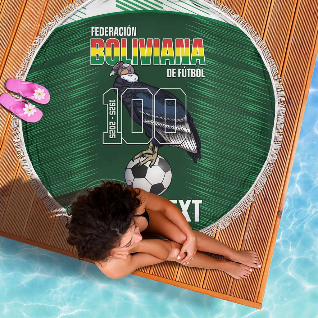 Custom Bolivia Football Beach Blanket 100th Anniversary Andean Condor Proud - Wonder Print Shop