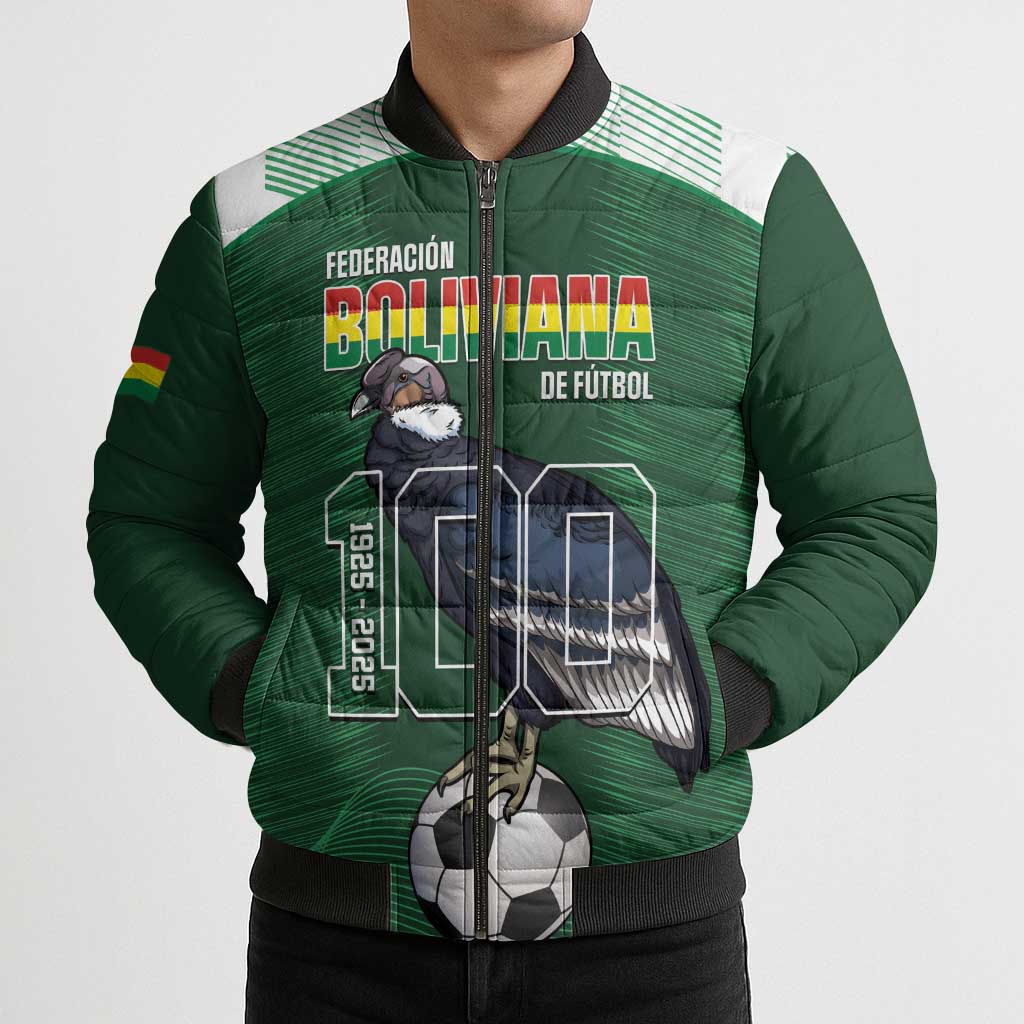 Custom Bolivia Football Bomber Puffer Jacket 100th Anniversary Andean Condor Proud - Wonder Print Shop