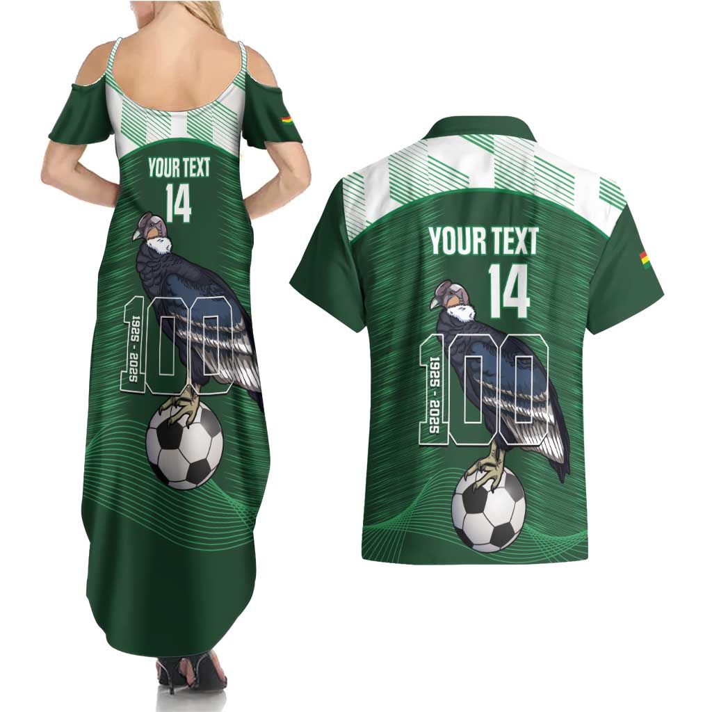 Custom Bolivia Football Couples Matching Summer Maxi Dress and Hawaiian Shirt 100th Anniversary Andean Condor Proud - Wonder Print Shop