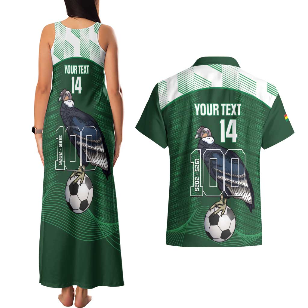 Custom Bolivia Football Couples Matching Tank Maxi Dress and Hawaiian Shirt 100th Anniversary Andean Condor Proud - Wonder Print Shop
