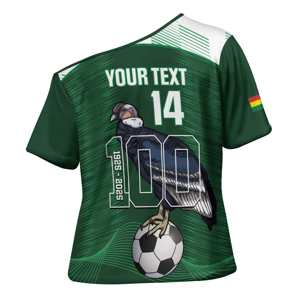 Custom Bolivia Football Cross Shoulder Shirt 100th Anniversary Andean Condor Proud - Wonder Print Shop