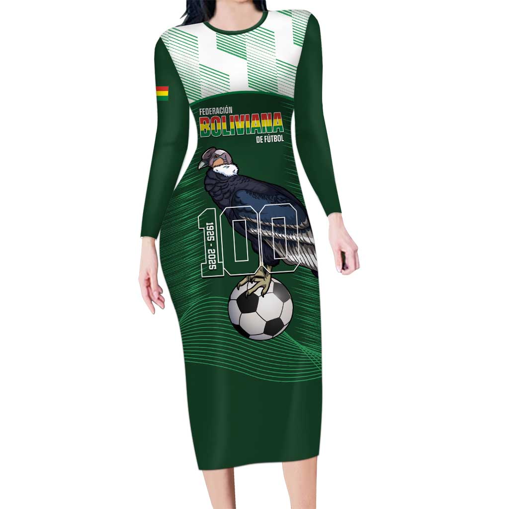 Custom Bolivia Football Family Matching Long Sleeve Bodycon Dress and Hawaiian Shirt 100th Anniversary Andean Condor Proud - Wonder Print Shop