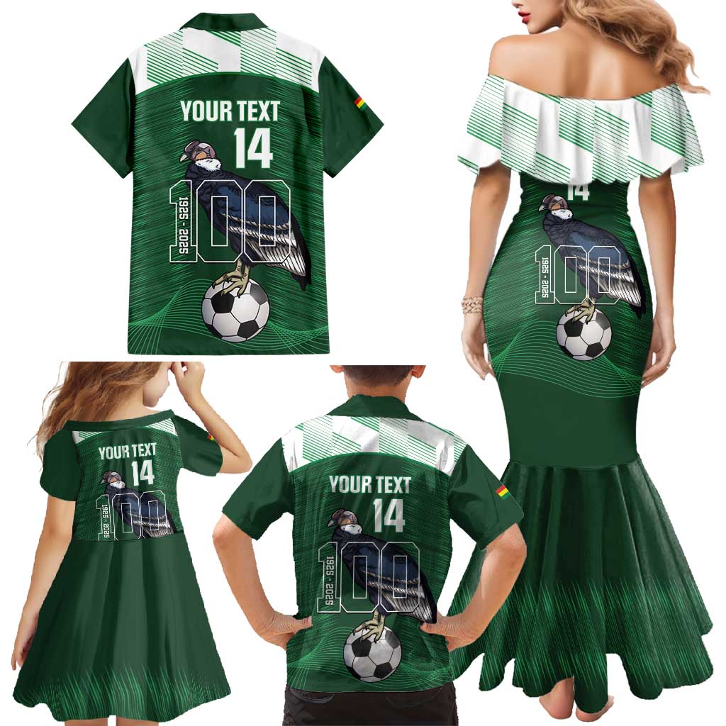 Custom Bolivia Football Family Matching Mermaid Dress and Hawaiian Shirt 100th Anniversary Andean Condor Proud - Wonder Print Shop