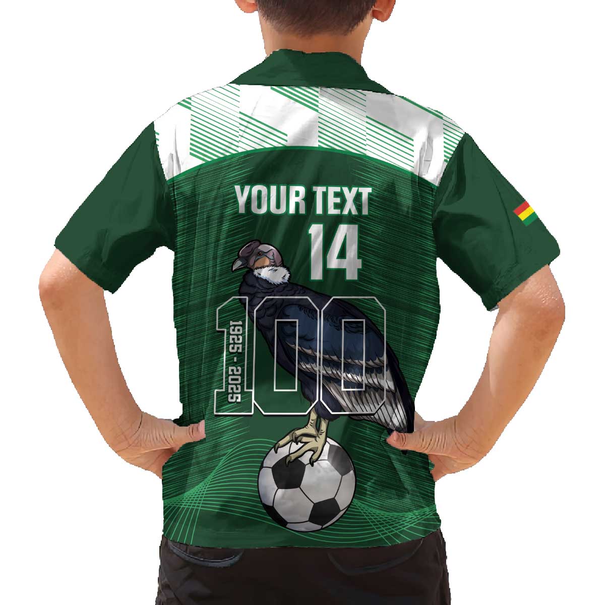 Custom Bolivia Football Family Matching Off The Shoulder Long Sleeve Dress and Hawaiian Shirt 100th Anniversary Andean Condor Proud - Wonder Print Shop