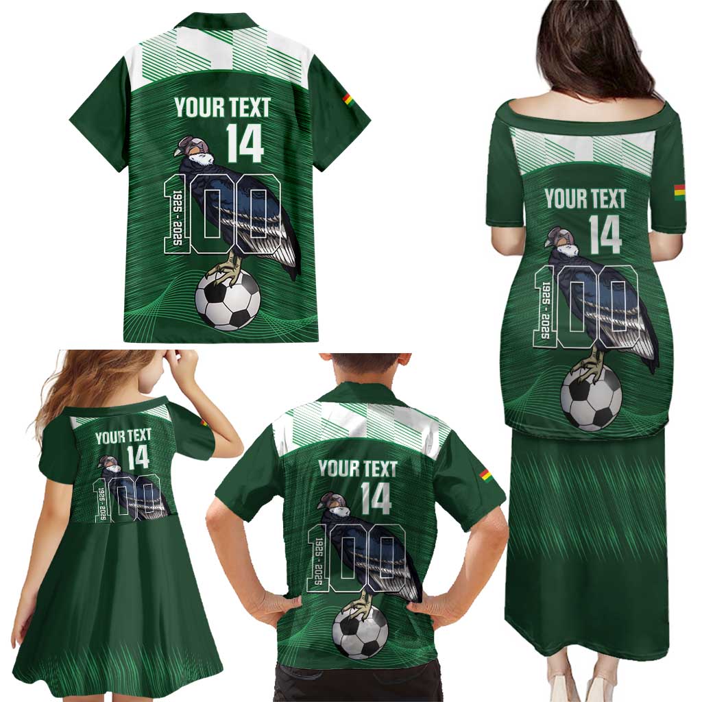 Custom Bolivia Football Family Matching Puletasi and Hawaiian Shirt 100th Anniversary Andean Condor Proud - Wonder Print Shop