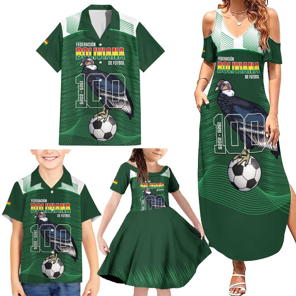 Custom Bolivia Football Family Matching Summer Maxi Dress and Hawaiian Shirt 100th Anniversary Andean Condor Proud - Wonder Print Shop