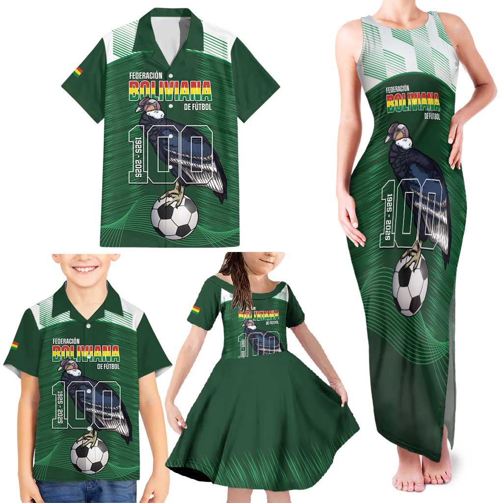 Custom Bolivia Football Family Matching Tank Maxi Dress and Hawaiian Shirt 100th Anniversary Andean Condor Proud - Wonder Print Shop