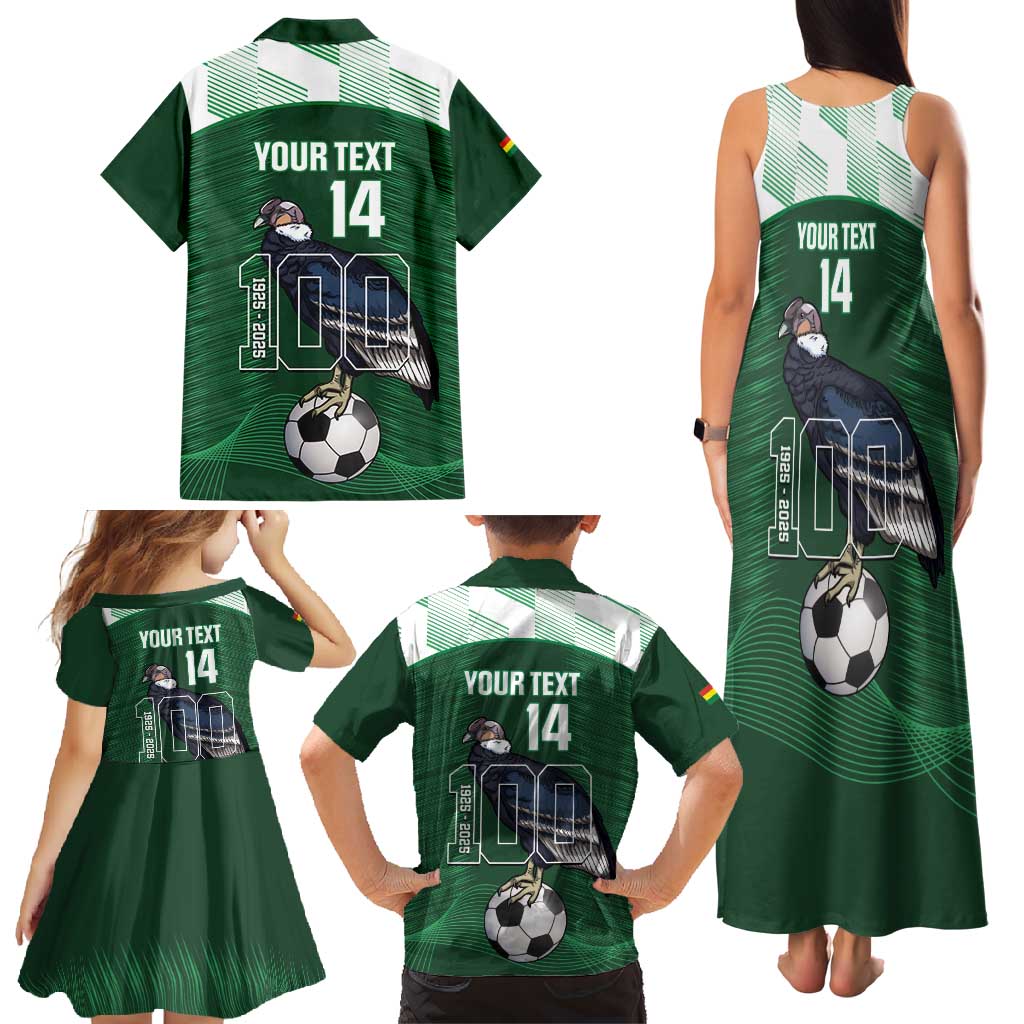 Custom Bolivia Football Family Matching Tank Maxi Dress and Hawaiian Shirt 100th Anniversary Andean Condor Proud - Wonder Print Shop