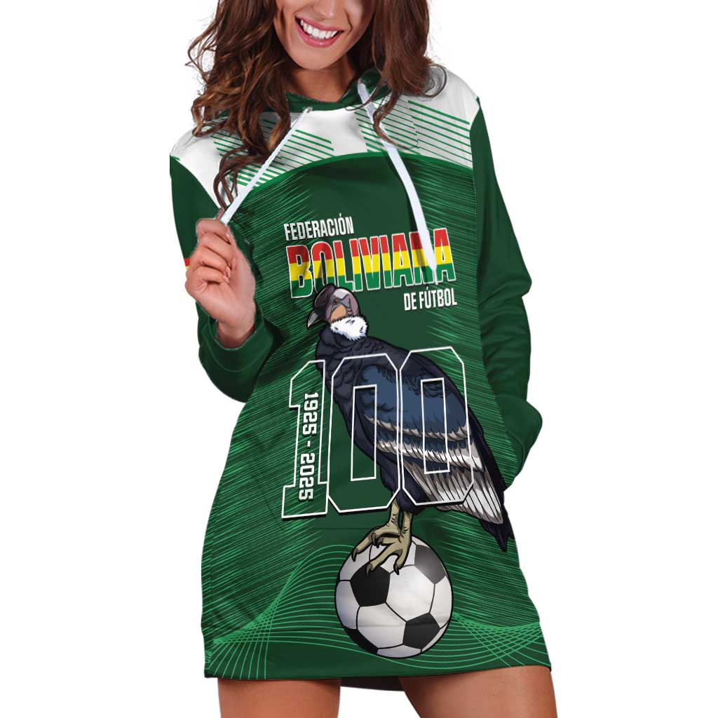 Custom Bolivia Football Hoodie Dress 100th Anniversary Andean Condor Proud - Wonder Print Shop