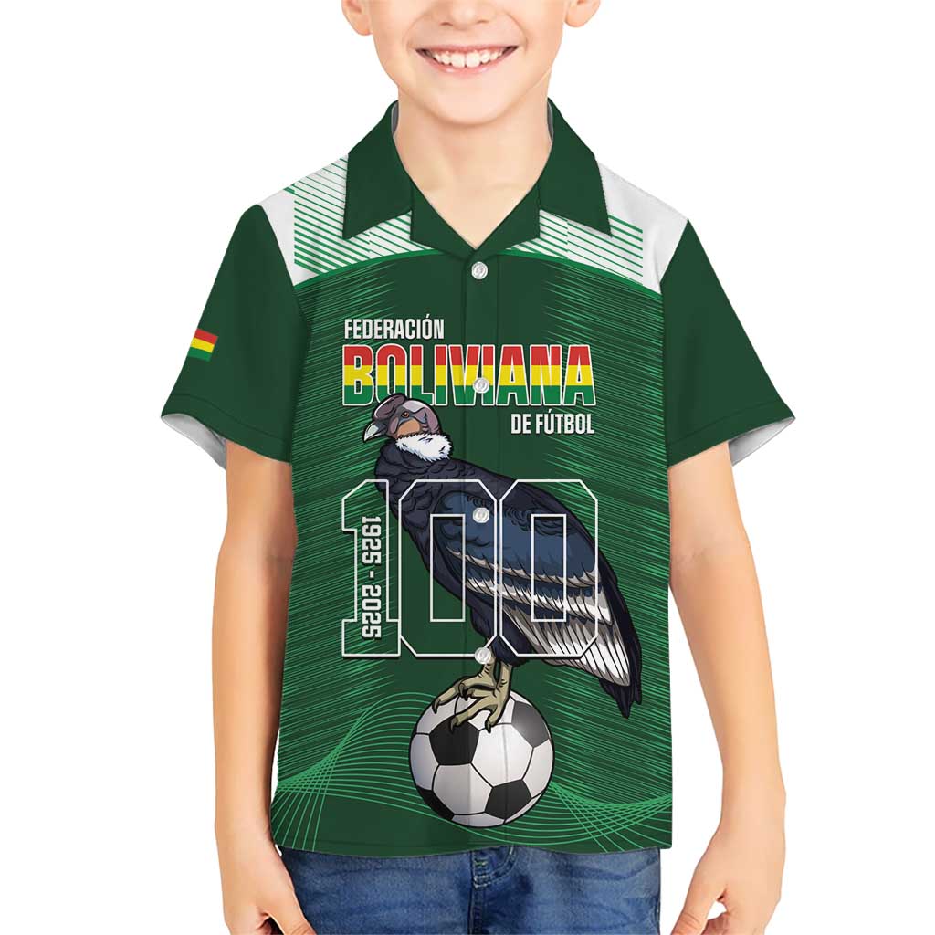 Custom Bolivia Football Kid Hawaiian Shirt 100th Anniversary Andean Condor Proud - Wonder Print Shop