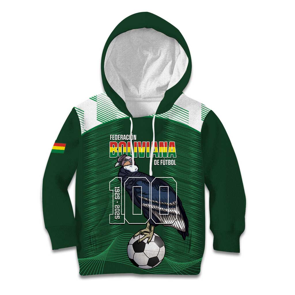 Custom Bolivia Football Kid Hoodie 100th Anniversary Andean Condor Proud - Wonder Print Shop