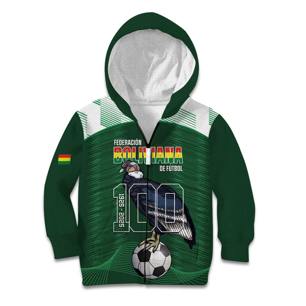 Custom Bolivia Football Kid Hoodie 100th Anniversary Andean Condor Proud - Wonder Print Shop