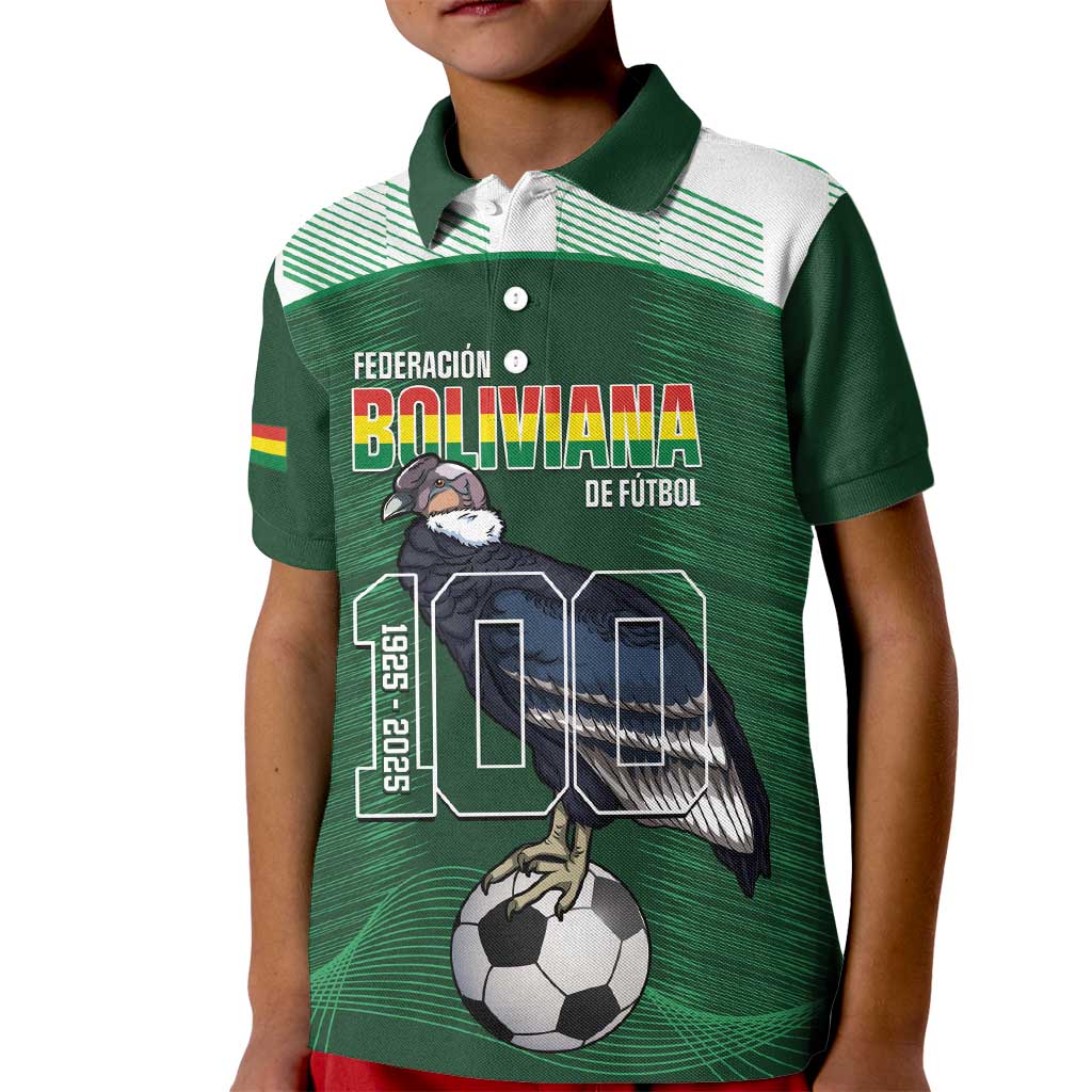 Custom Bolivia Football Kid Polo Shirt 100th Anniversary Andean Condor Proud - Wonder Print Shop