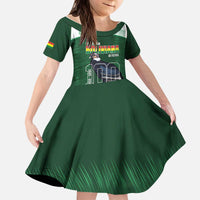 Custom Bolivia Football Kid Short Sleeve Dress 100th Anniversary Andean Condor Proud - Wonder Print Shop