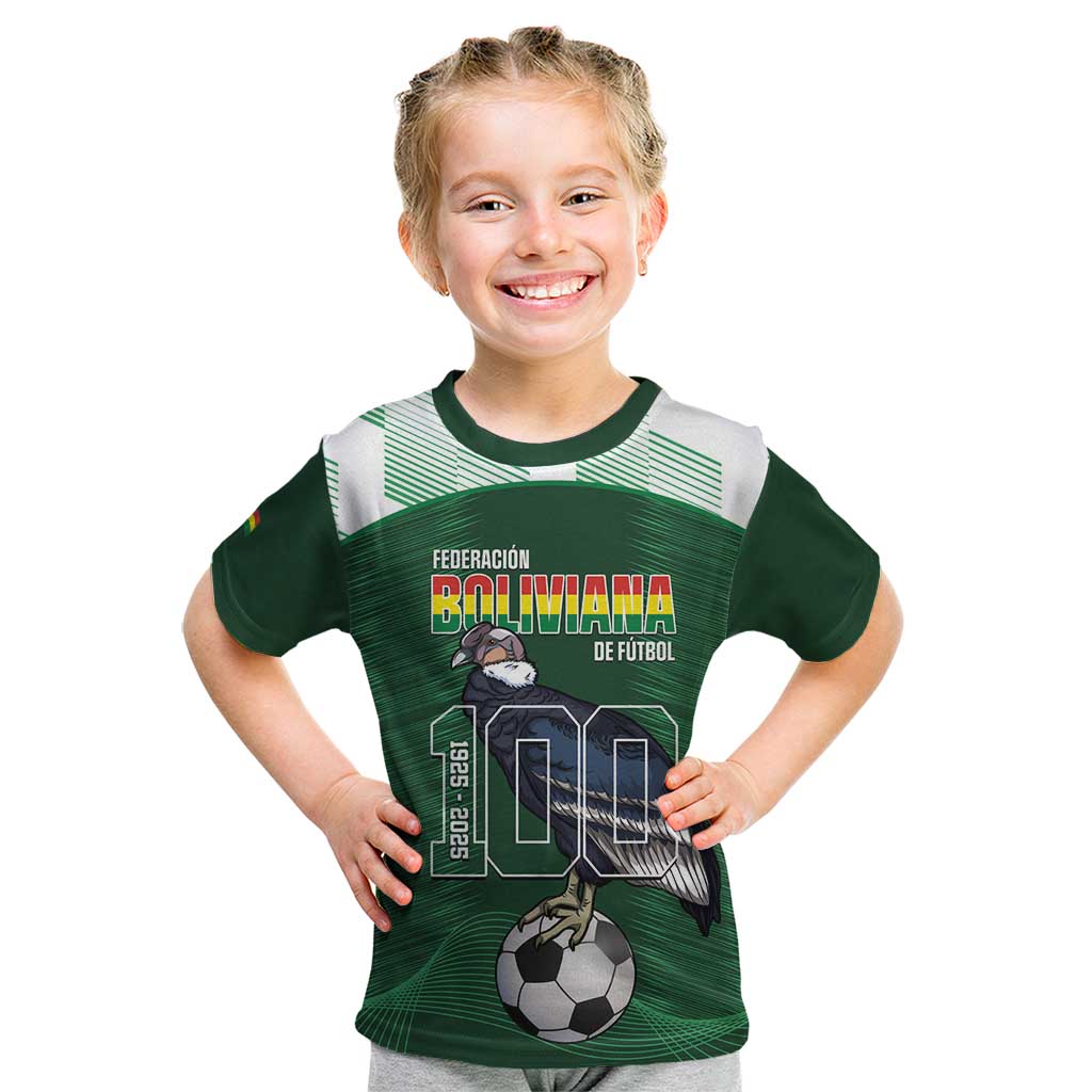 Custom Bolivia Football Kid T Shirt 100th Anniversary Andean Condor Proud - Wonder Print Shop
