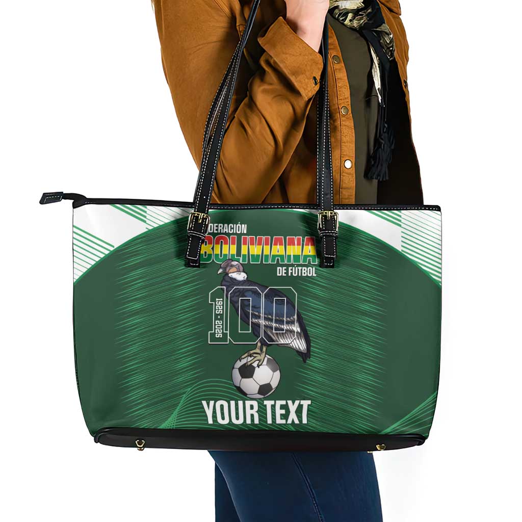 Custom Bolivia Football Leather Tote Bag 100th Anniversary Andean Condor Proud - Wonder Print Shop