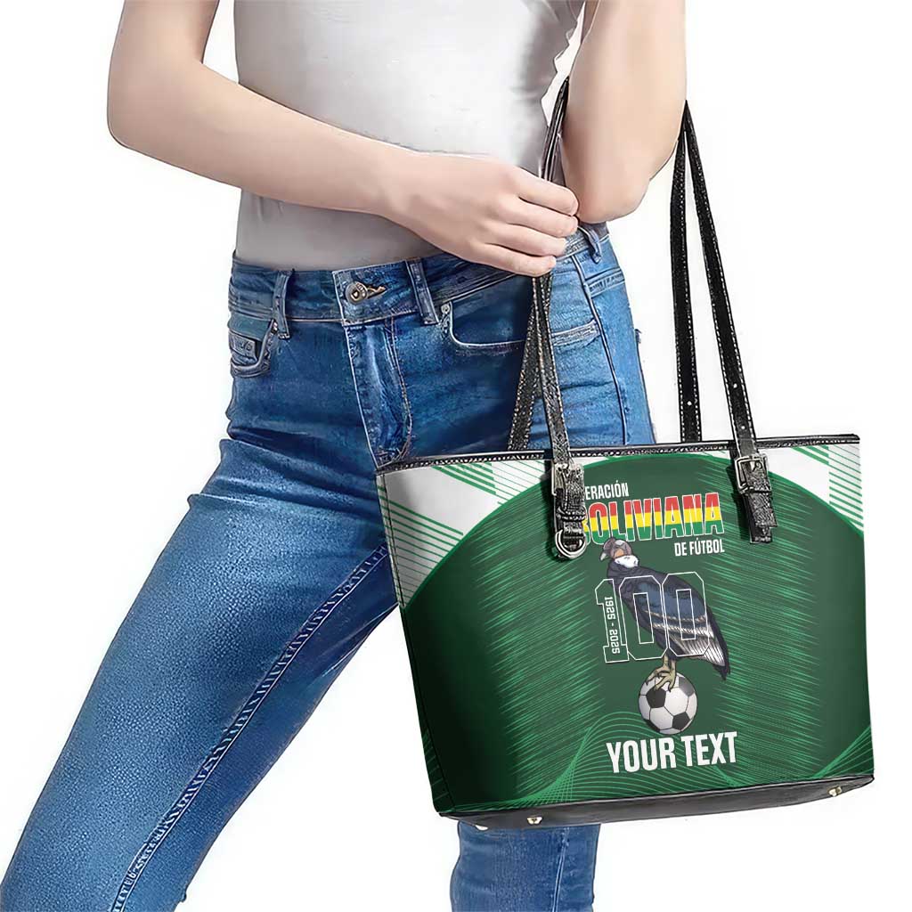 Custom Bolivia Football Leather Tote Bag 100th Anniversary Andean Condor Proud - Wonder Print Shop