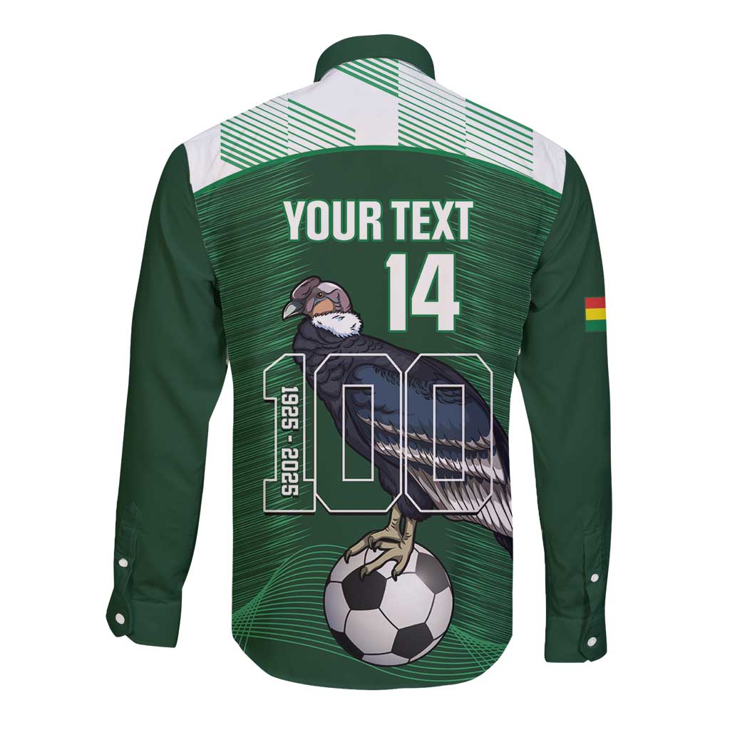 Custom Bolivia Football Long Sleeve Button Shirt 100th Anniversary Andean Condor Proud - Wonder Print Shop