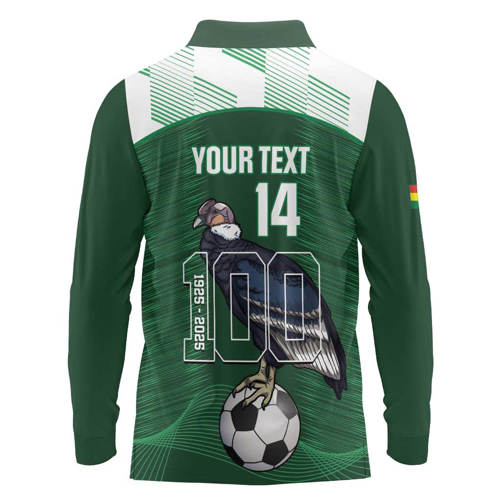 Custom Bolivia Football Long Sleeve Polo Shirt 100th Anniversary Andean Condor Proud - Wonder Print Shop