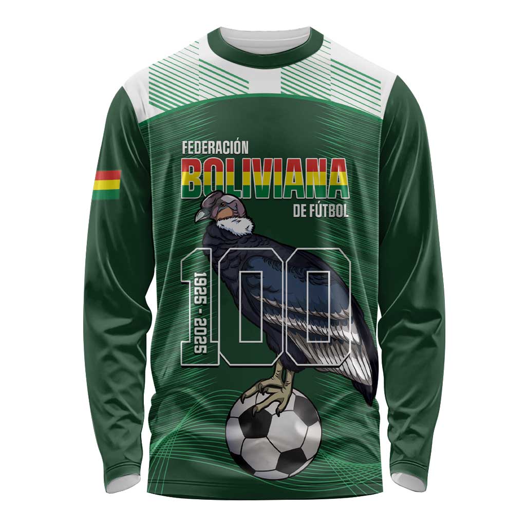 Custom Bolivia Football Long Sleeve Shirt 100th Anniversary Andean Condor Proud - Wonder Print Shop