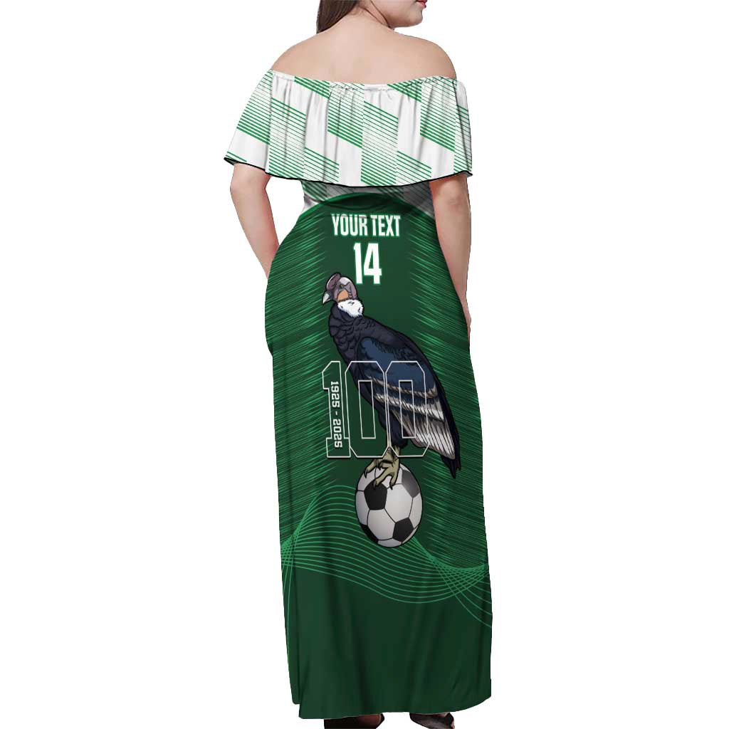 Custom Bolivia Football Off Shoulder Maxi Dress 100th Anniversary Andean Condor Proud - Wonder Print Shop
