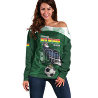 Custom Bolivia Football Off Shoulder Sweater 100th Anniversary Andean Condor Proud - Wonder Print Shop
