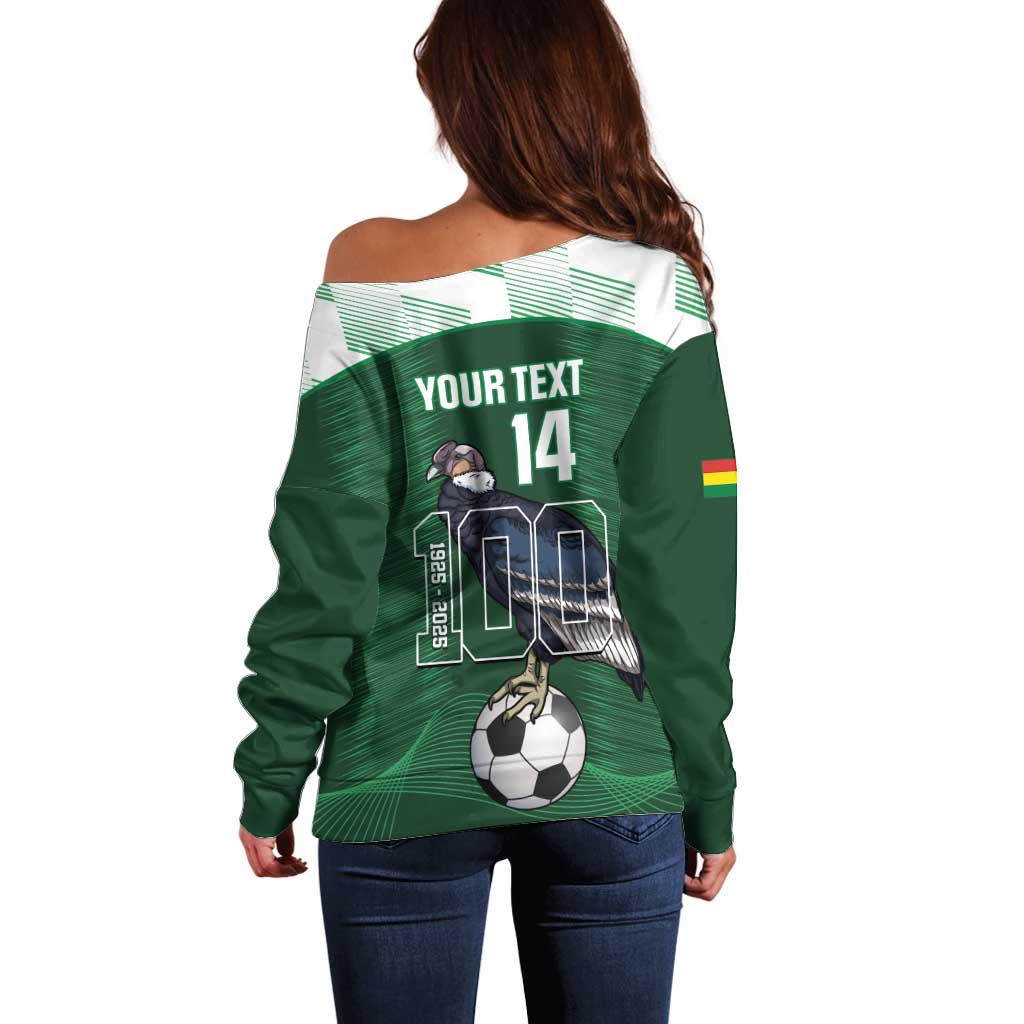 Custom Bolivia Football Off Shoulder Sweater 100th Anniversary Andean Condor Proud - Wonder Print Shop