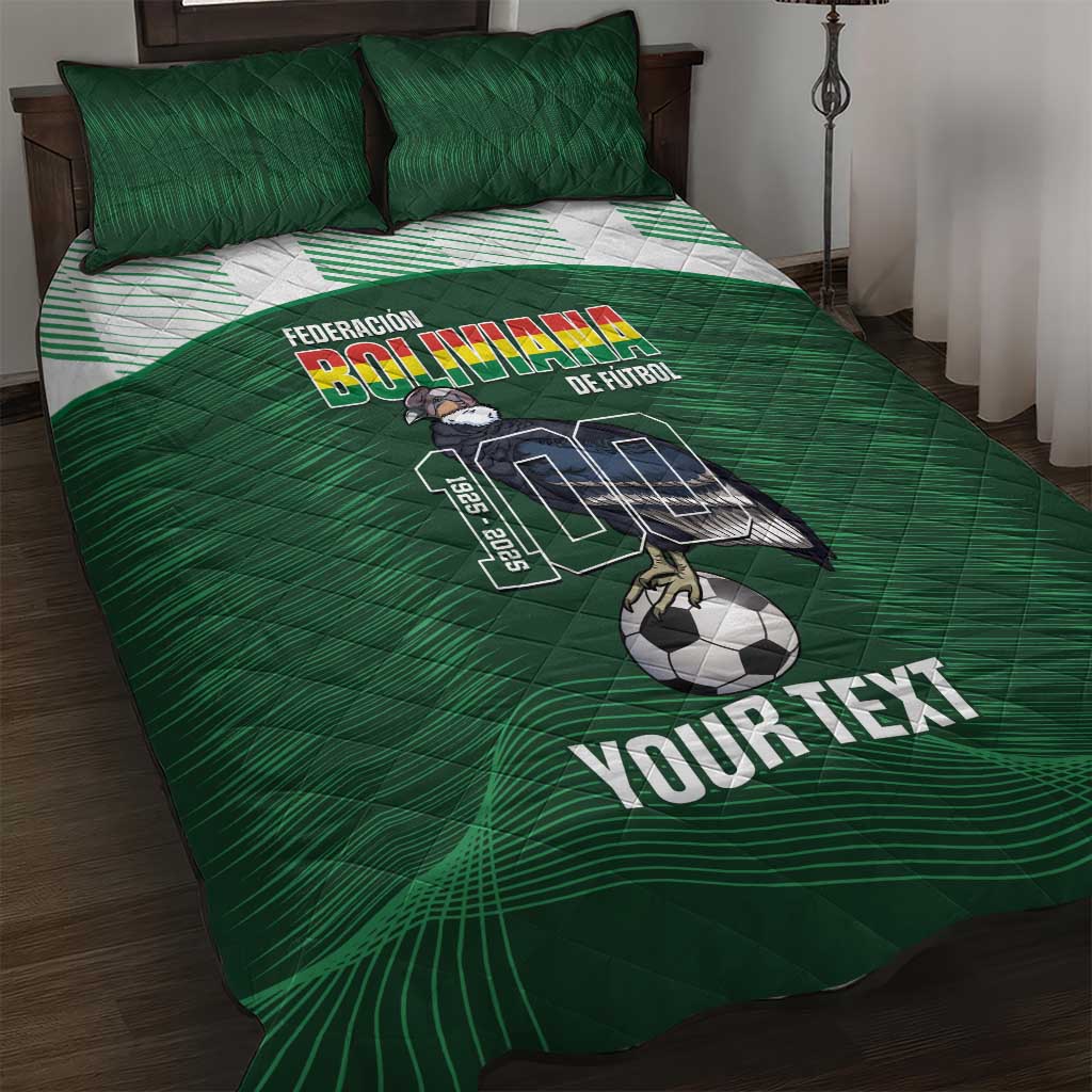 Custom Bolivia Football Quilt Bed Set 100th Anniversary Andean Condor Proud - Wonder Print Shop