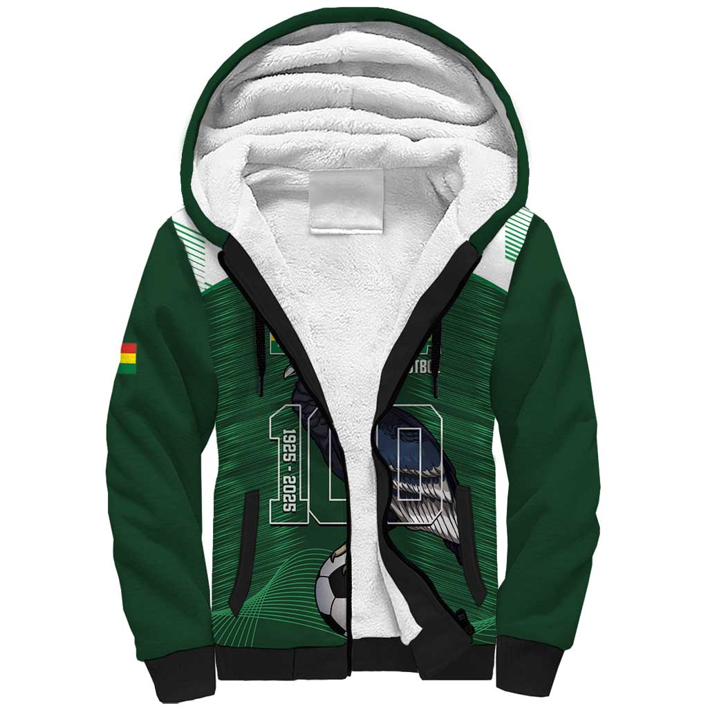 Custom Bolivia Football Sherpa Hoodie 100th Anniversary Andean Condor Proud - Wonder Print Shop