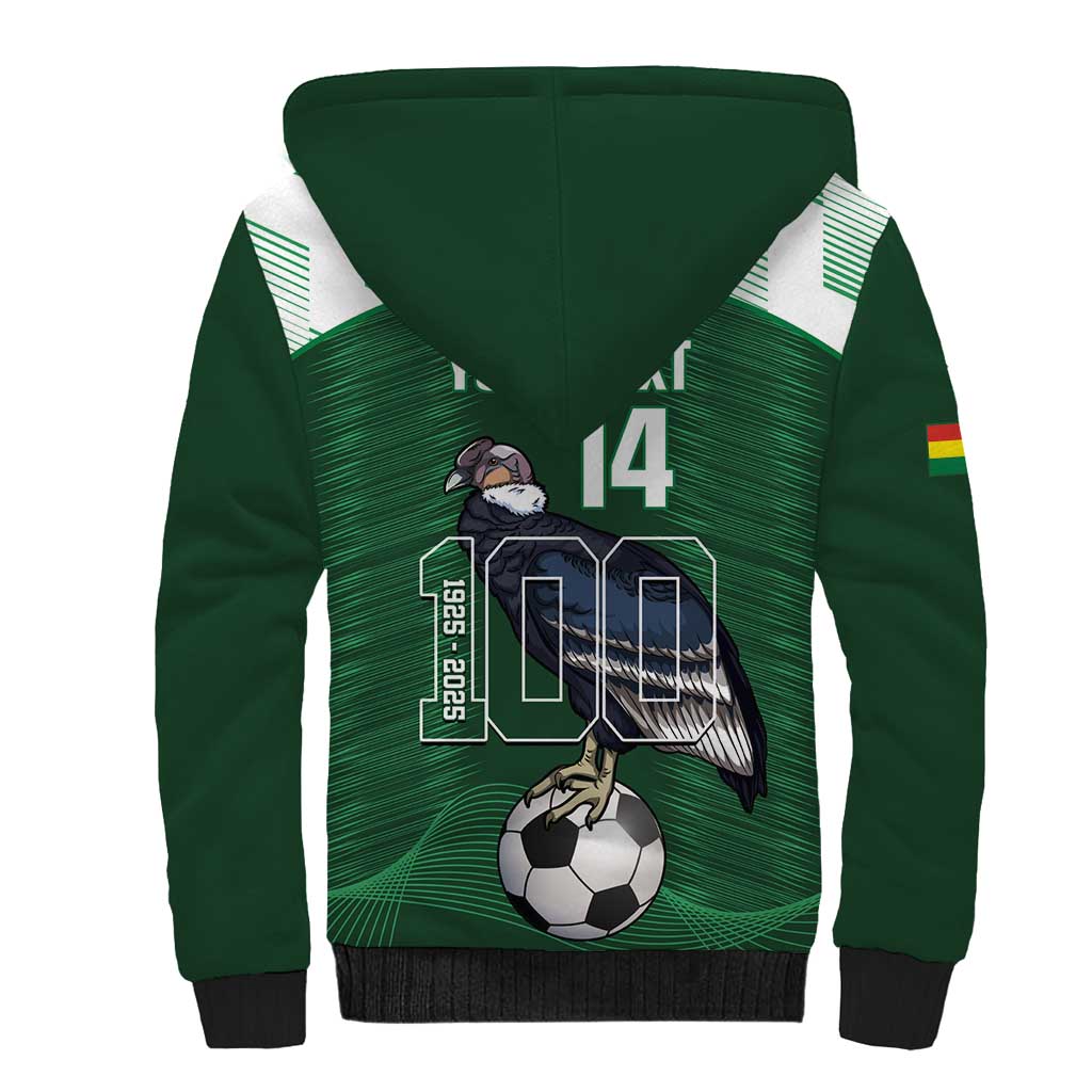 Custom Bolivia Football Sherpa Hoodie 100th Anniversary Andean Condor Proud - Wonder Print Shop