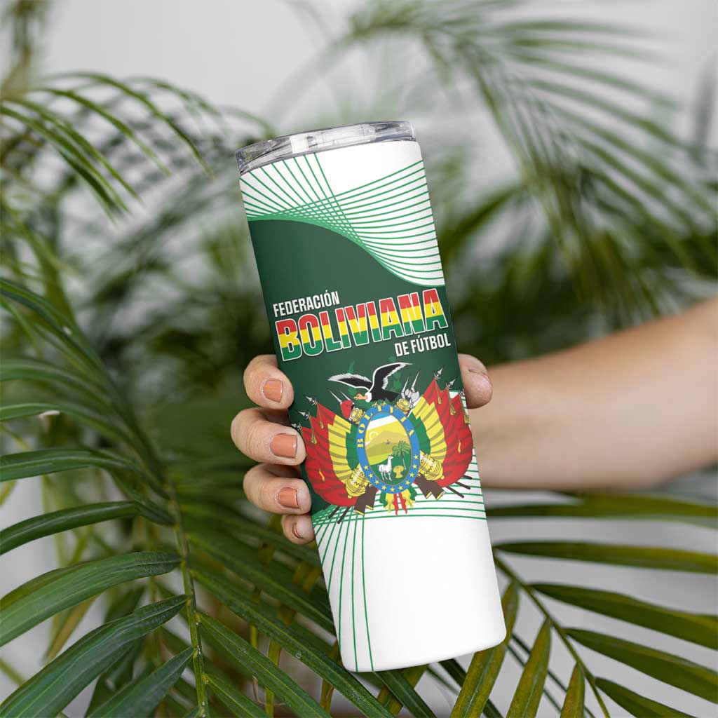Custom Bolivia Football Skinny Tumbler 100th Anniversary Andean Condor Proud - Wonder Print Shop
