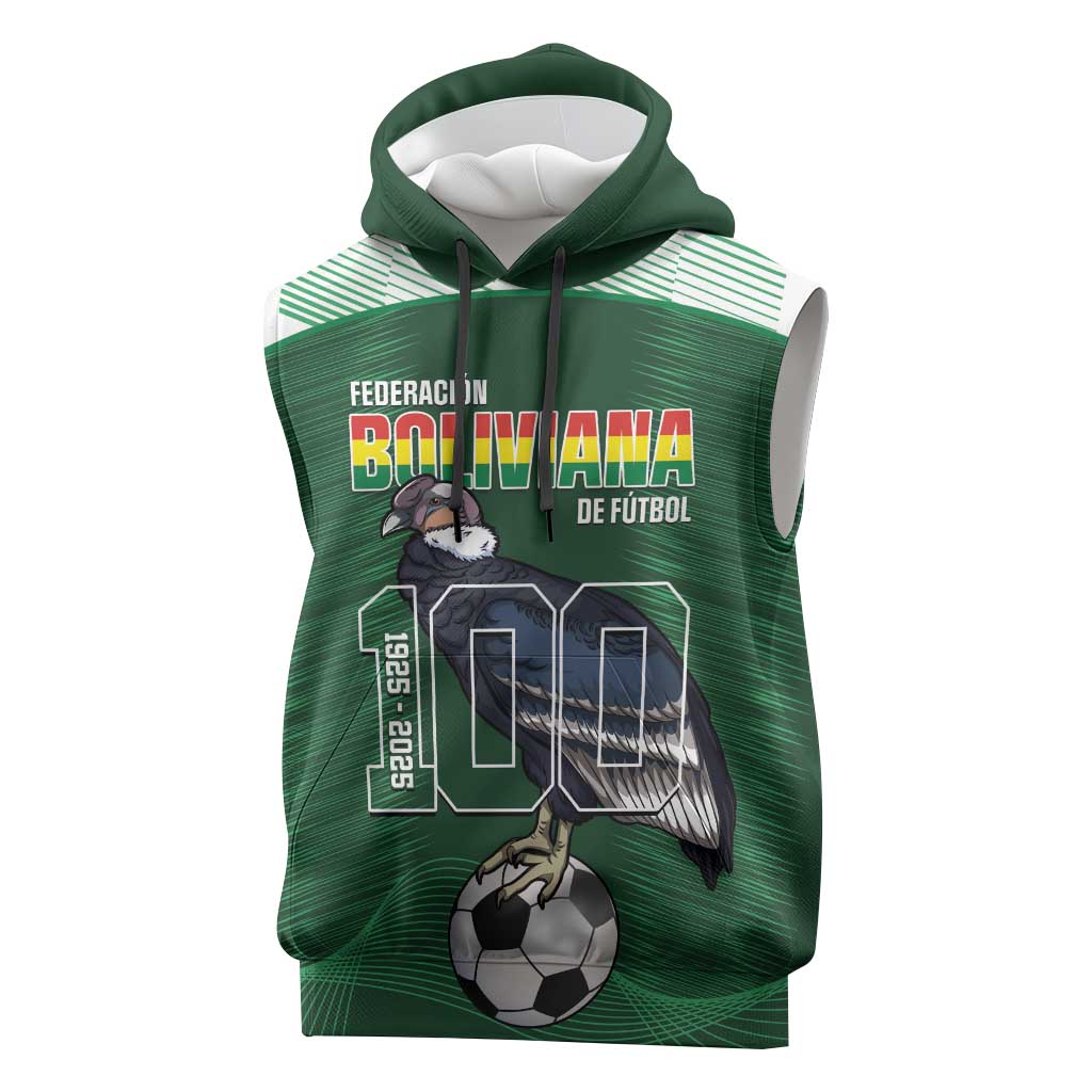 Custom Bolivia Football Sleeveless Hoodie 100th Anniversary Andean Condor Proud - Wonder Print Shop