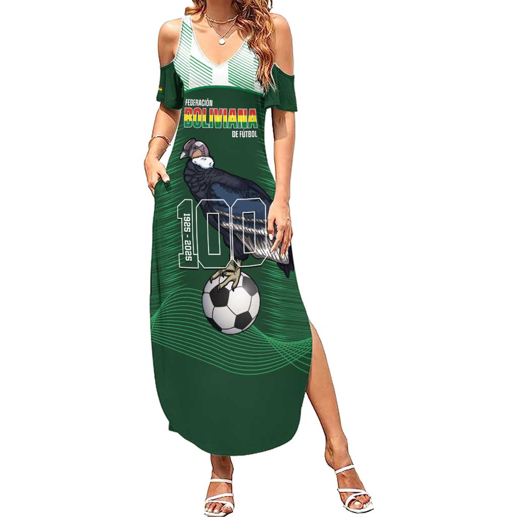 Custom Bolivia Football Summer Maxi Dress 100th Anniversary Andean Condor Proud - Wonder Print Shop
