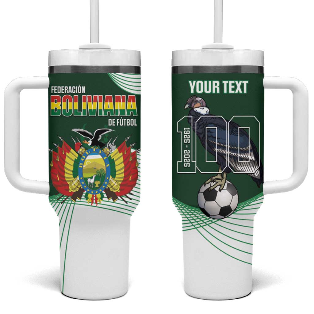 Custom Bolivia Football Tumbler With Handle 100th Anniversary Andean Condor Proud - Wonder Print Shop