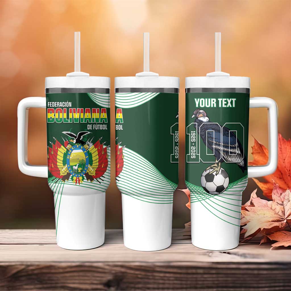 Custom Bolivia Football Tumbler With Handle 100th Anniversary Andean Condor Proud - Wonder Print Shop