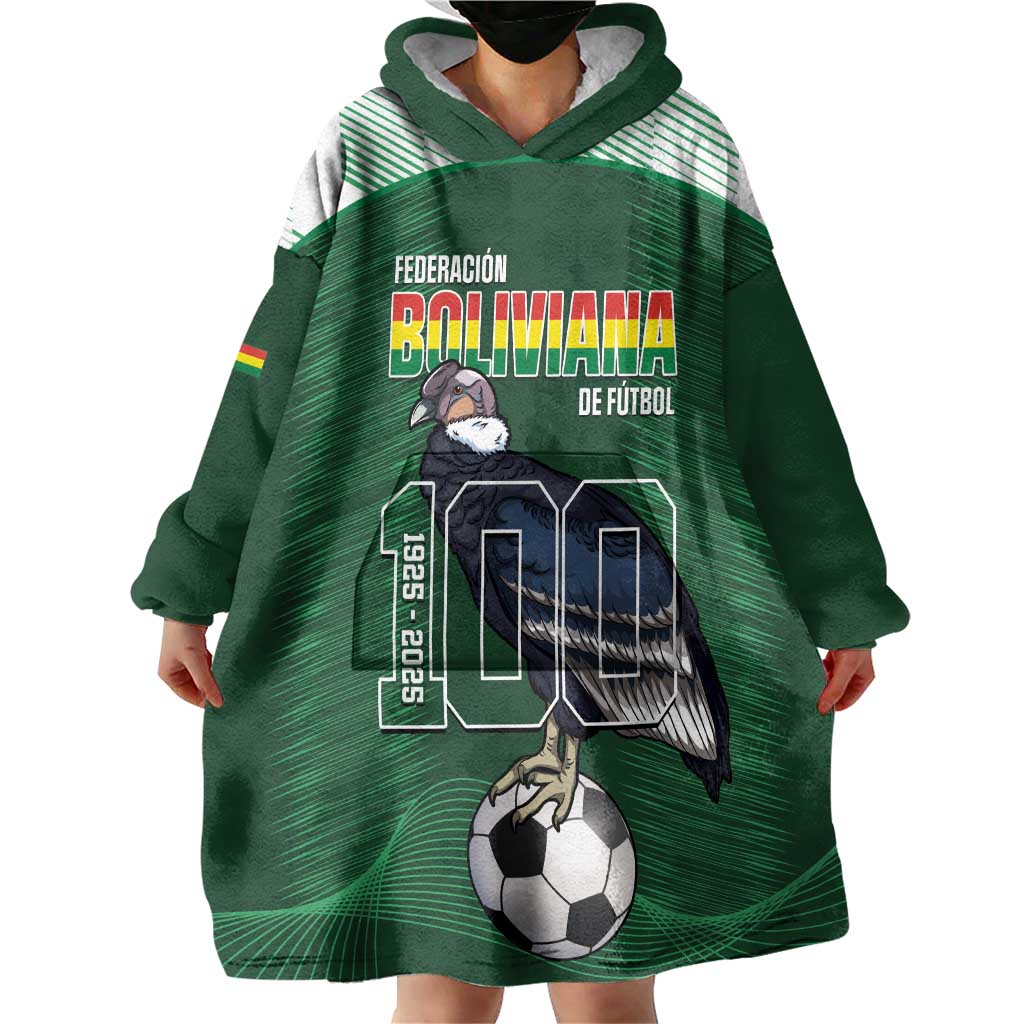 Custom Bolivia Football Wearable Blanket Hoodie 100th Anniversary Andean Condor Proud - Wonder Print Shop