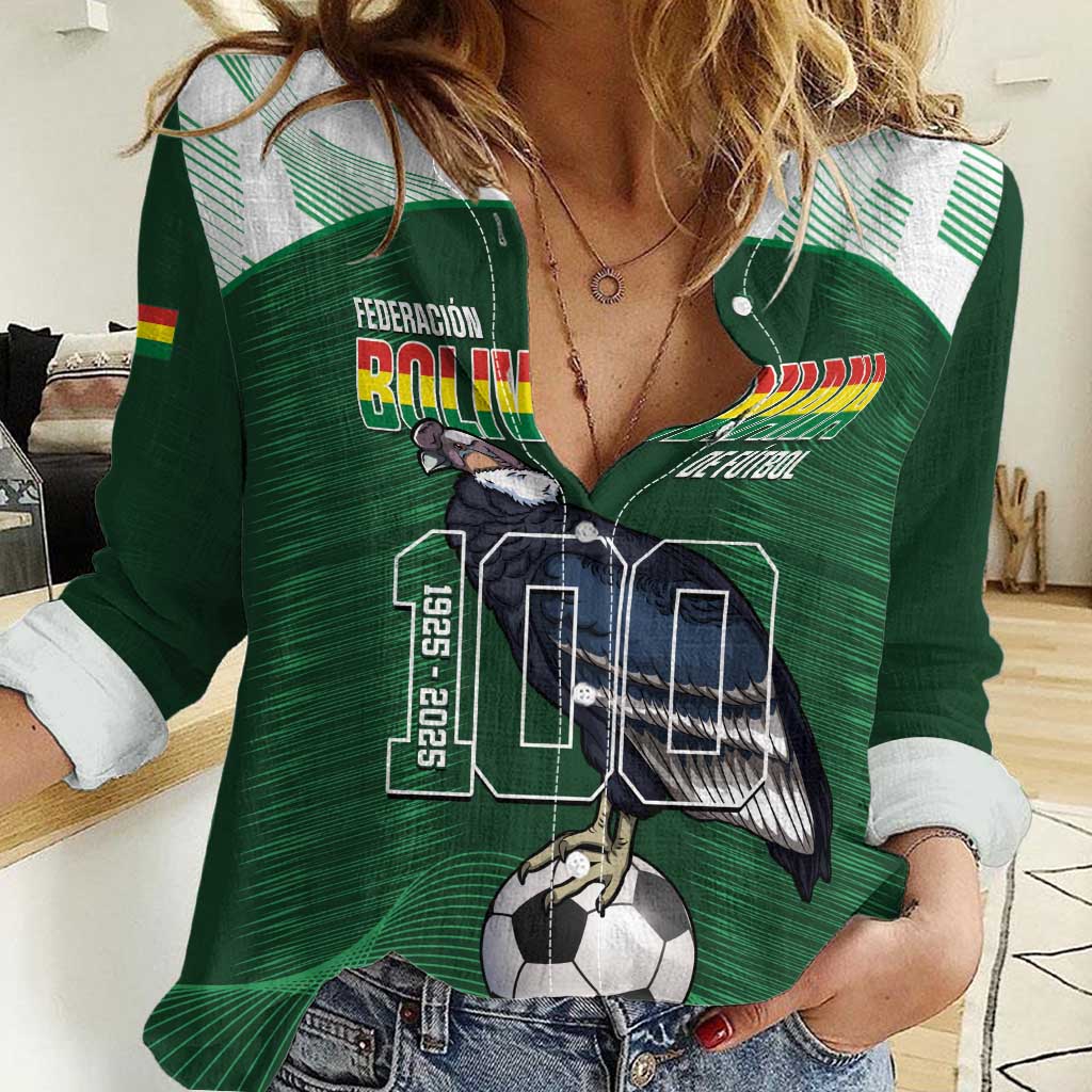 Custom Bolivia Football Women Casual Shirt 100th Anniversary Andean Condor Proud - Wonder Print Shop