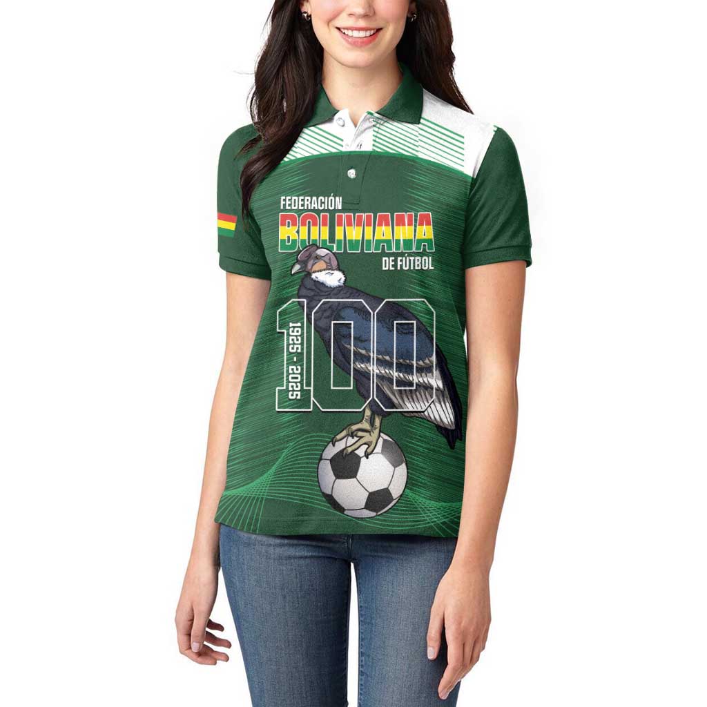 Custom Bolivia Football Women Polo Shirt 100th Anniversary Andean Condor Proud - Wonder Print Shop