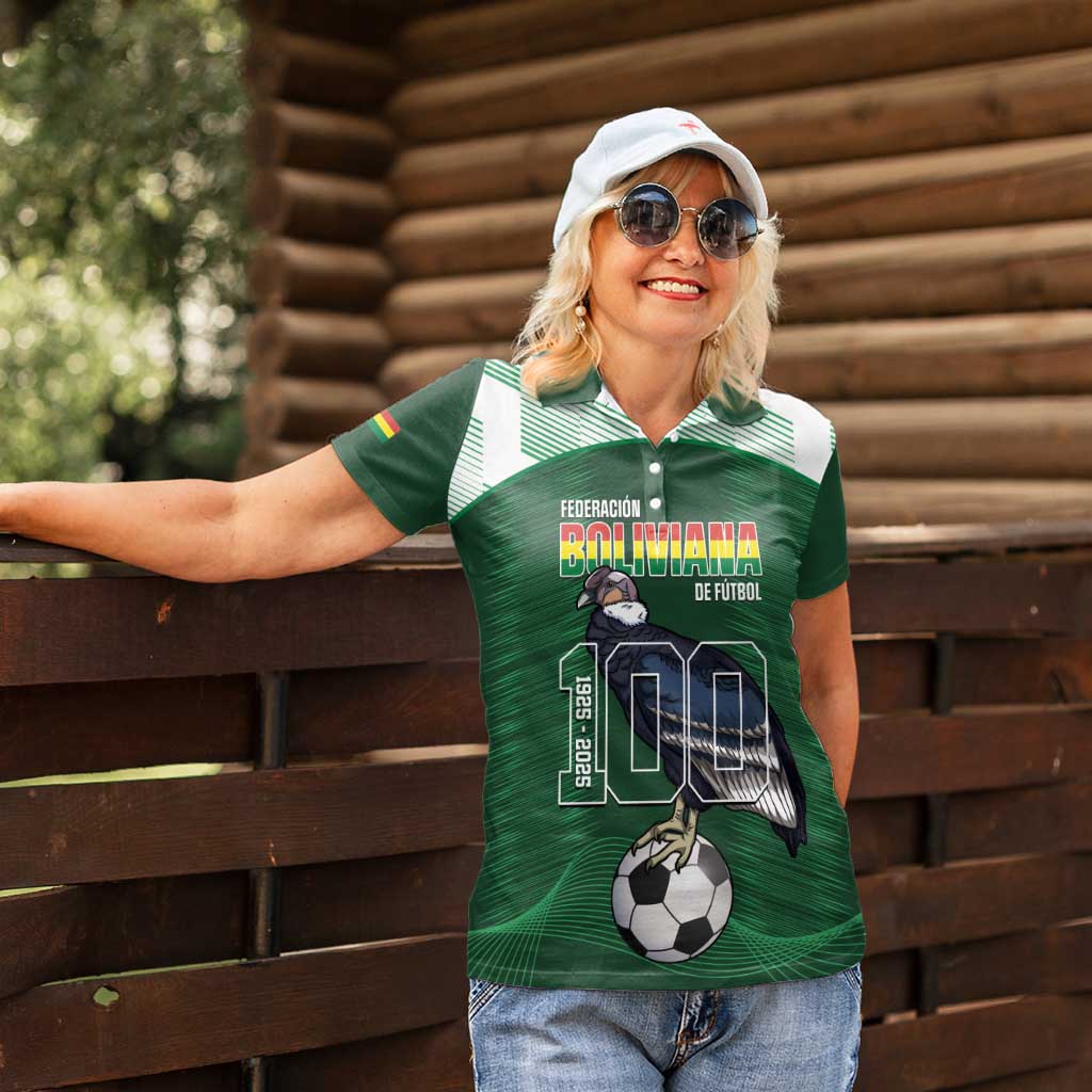 Custom Bolivia Football Women Polo Shirt 100th Anniversary Andean Condor Proud - Wonder Print Shop