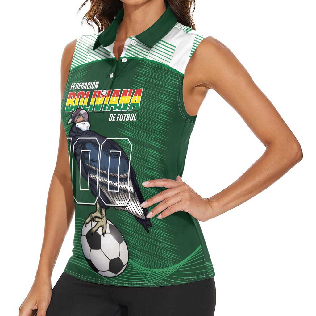 Custom Bolivia Football Women Sleeveless Polo Shirt 100th Anniversary Andean Condor Proud - Wonder Print Shop