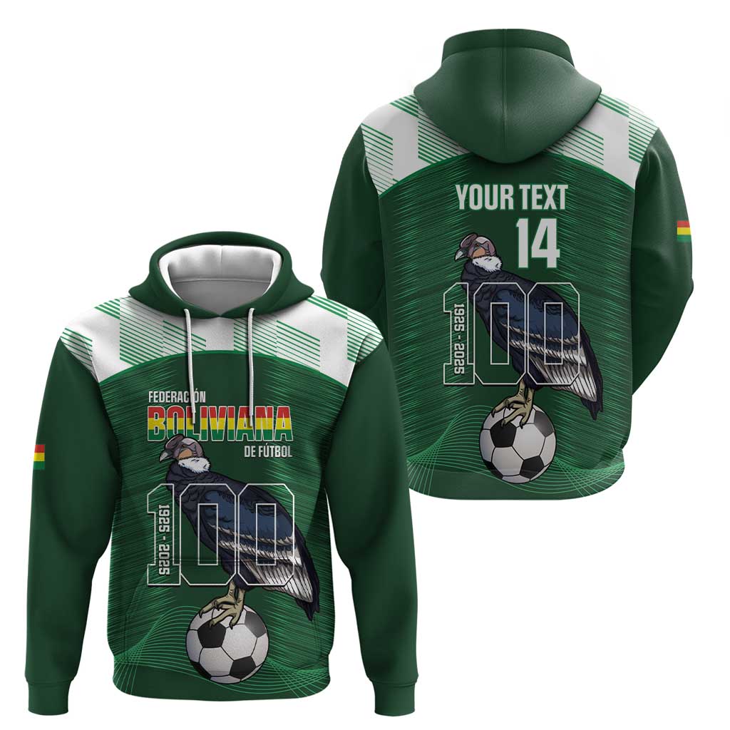 Custom Bolivia Football Zip Hoodie 100th Anniversary Andean Condor Proud - Wonder Print Shop