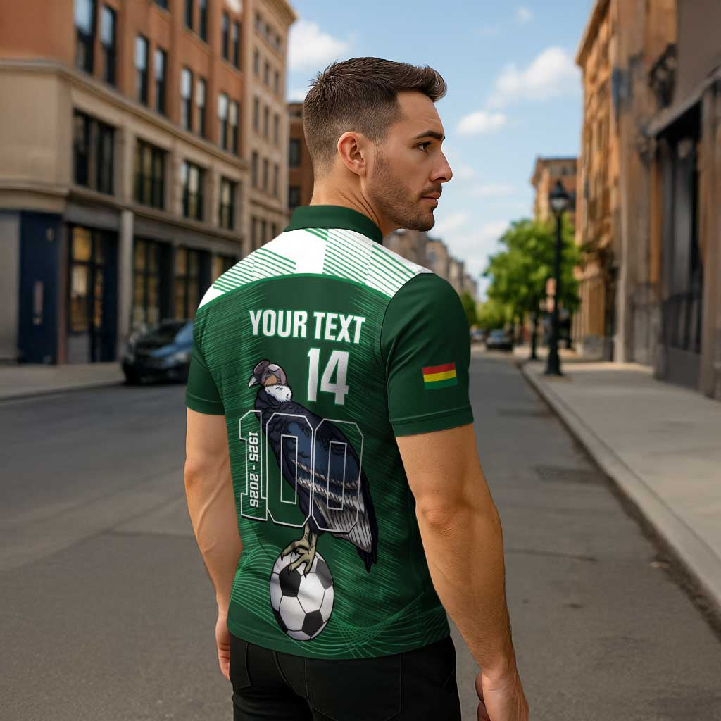 Custom Bolivia Football Zipper Polo Shirt 100th Anniversary Andean Condor Proud - Wonder Print Shop