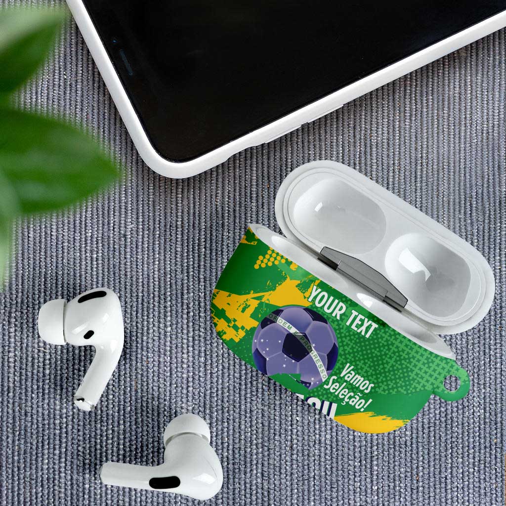 Custom Brazil Football AirPods Case Vamos Selecao Brushes Style - Wonder Print Shop