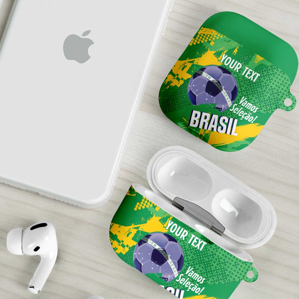 Custom Brazil Football AirPods Case Vamos Selecao Brushes Style - Wonder Print Shop